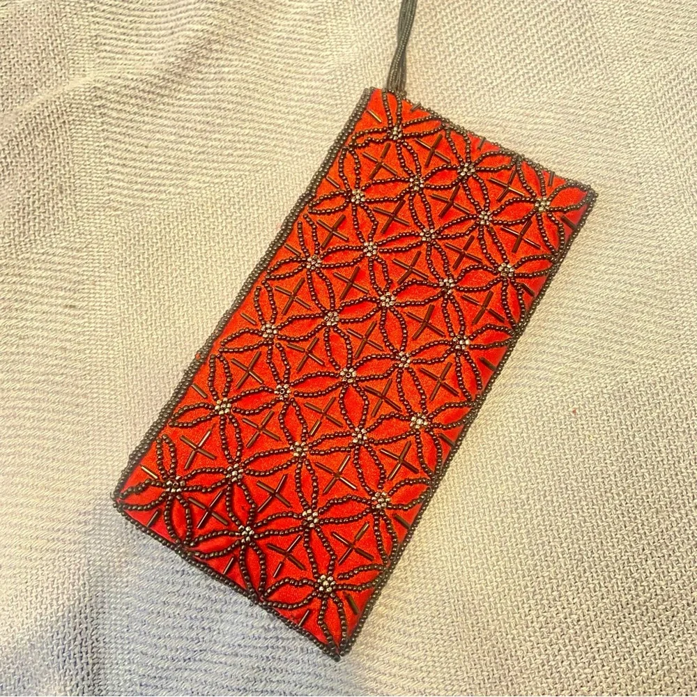 Hand Made Thailand Red Beaded Clutch